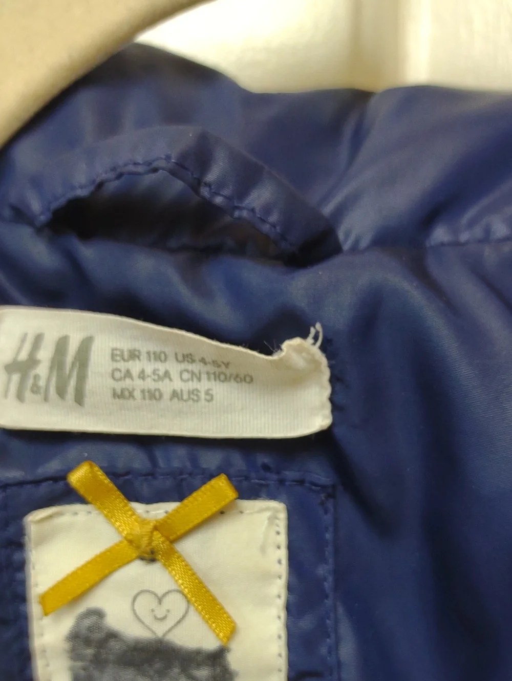 H&M Kids Full Zip Navy Blue Gold Button Snap Detail Front Pockets Puffer Jacket
